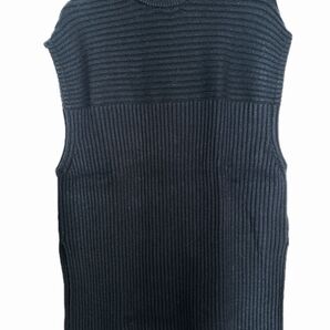 アメホリ黒ブラックニットベストノースリーブニット