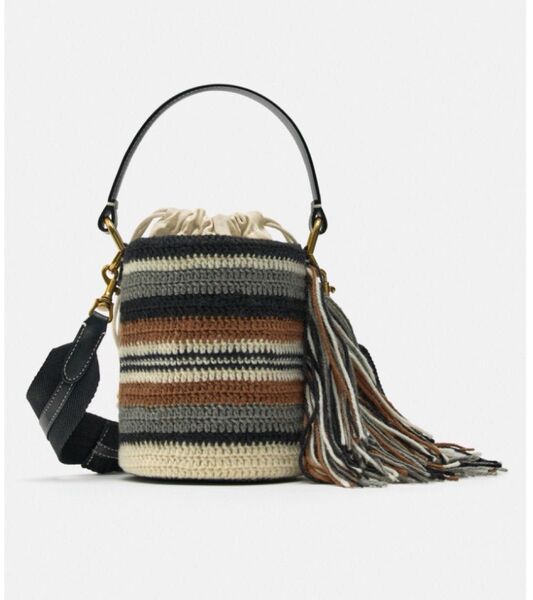 ストライプバケットバッグ ZARA ショルダーバッグ ハンドバッグ