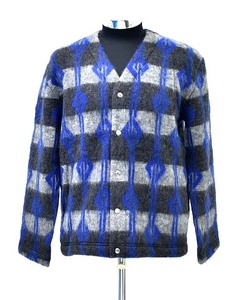 FAR EASTERN ENTHUSIAST ファー イースタン エンスージアスト DUMBSAINT MOHAIR CARDIGAN モヘアカーディガン BLUE 総柄 F.E.E ニット L