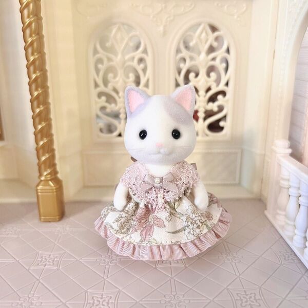 【ハンドメイド】クラシカルフラワーワンピース(ピンク)*女の子サイズ