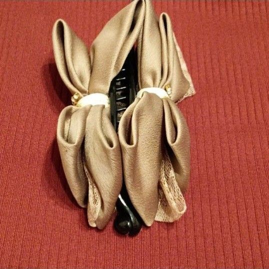 新品 未使用 リボン レース バナナクリップ ヘアクリップ ヘアアクセサリー ボナバンチュール 大人かわいい 上品 フォーマル