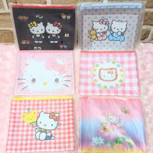 ハローキティ ハッピーアニバーサリーくじD賞 フラットポーチ 全6種セット