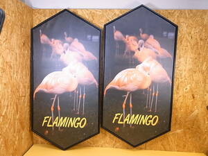 □M/300☆看板/スクリーン 2枚セット☆フラミンゴ FLAMINGO☆高さ105cm 幅52cm☆中古品