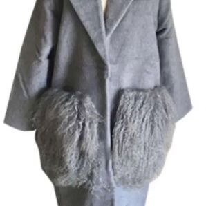 リアルファー ポケット コート グレー