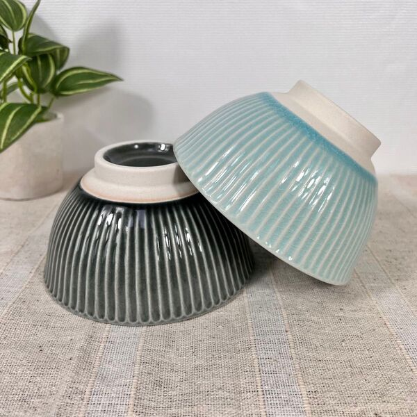 【新品・限定品】美濃焼 茶碗2個セット トルコ ダークグレー