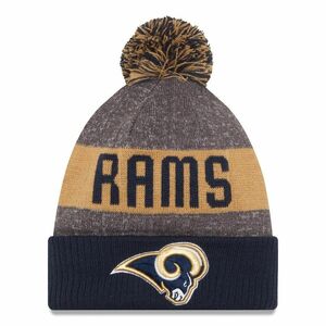 NLF公式 NEWERA ニューエラ ＬＡ ロサンゼルス Rams ラムズ ニット帽 ポンポン ニットキャップ 極暖 フリース アメフト 紺 USA正規品