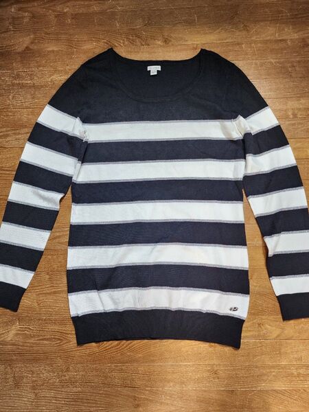 ゲスGUESS ボーダー柄ニットカットソー XL サイズ