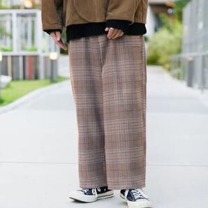 【kutir】チェックワイドストレートパンツ