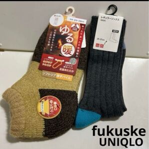 福助 fukuske 満足 UNIQLO ユニクロ メンズソックス 計2足
