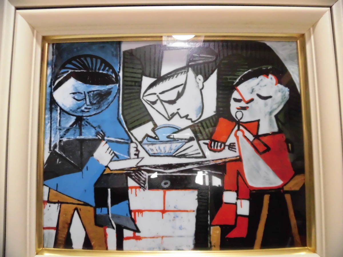 Three-dimensional Picasso painting of a man and a woman = Ceramic board painting = 142/300 pieces on the back of a ceramic board = Lithograph = Ceramic board painting, artwork, painting, others