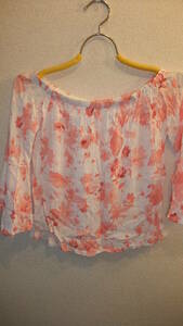 ★Yoke Tunic tops★ピンクのヨークチュニック　レディーストップス Ladies Tops PINK　SIZE F　フリーサイズ　USED IN JAPAN