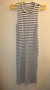 ★Heart Hips★丸首ワンピースロングサイズS　ストライプLadies One piece stripes long Size S 　USED IN JAPAN
