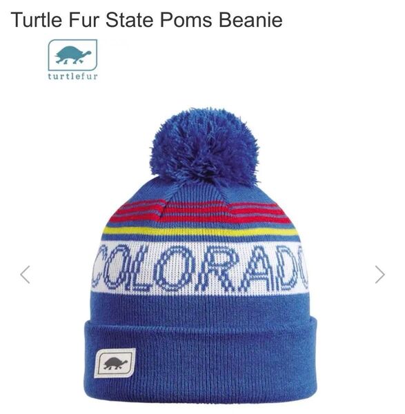 【未使用】turtlefur ニット帽 フリーサイズ ポンポン 青 ビーニー