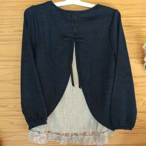 アクシーズファム バックレース 編み上げプルオーバー ネイビー