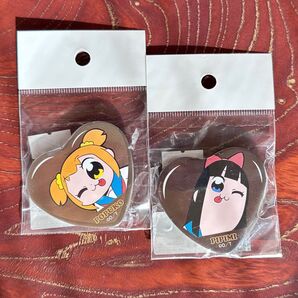 【廃盤・2個セット】 ポプテピピック ハート缶バッジ ミルク・ビター