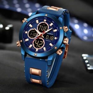 メンズ腕時計トップブランドの高級クロノグラフゴールドメンズ腕時計 Quatz デジタル Led スポーツ時計男性男性時計男防水腕時計