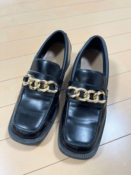 黒 レザー ローファー L