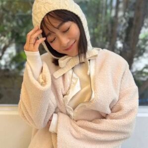 新品☆RosyMonster ロージーモンスター☆hand knit cable zukinオフホワイト☆バラクラバ ニットフード