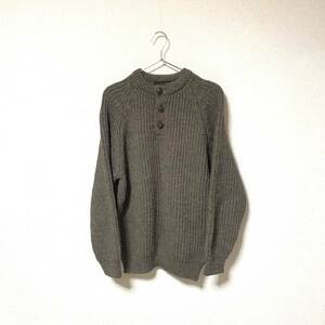 美品★イギリス製 WARREN SCOTT ウォーレンスコット★メンズ ハーフボタン ハンドニット ニット セーター ブラウン size L