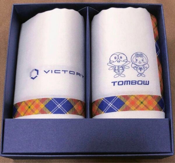 レア 新品未使用 トンボ学生服 キャラクター ハンカチ2枚セット 白 受験応援 合格祈願 VICTORY プレゼントにも 箱付き
