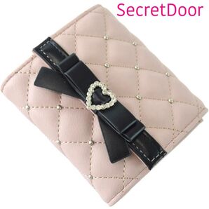 【新品】secret door 財布 三つ折り財布 ピンク リボン ウォレット