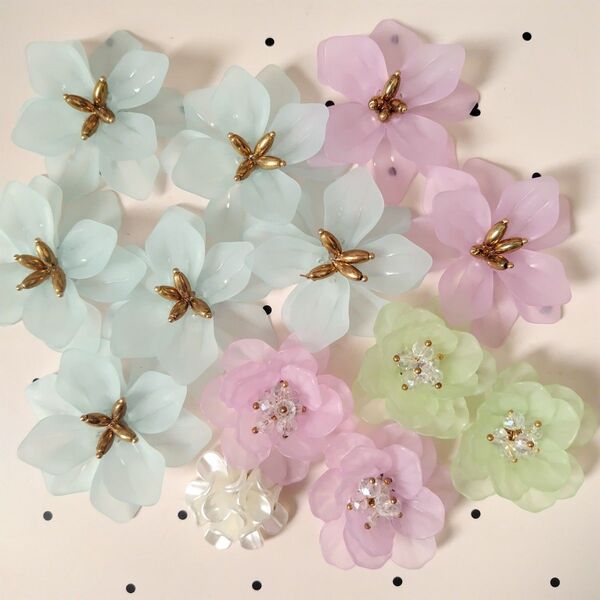 フラワー 花カボション ハンドメイド パステルカラー アクセサリー