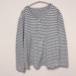 早い方優先!1点もの!古着 レトロ 春服 冬服 大きめ ゆったり長袖 ボーダー トップス XXL