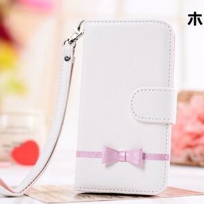 iphone6plus レザーケース アイフォン6プラス ケース iphone6splus レザーケース 手帳型 リボン ホワイト