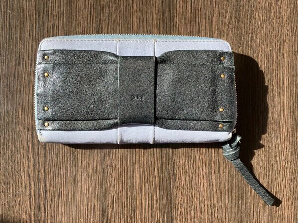 クロエ 長財布 Chloe リボン パープル 正規品 中古 ワンオーナー ラウンドファスナー