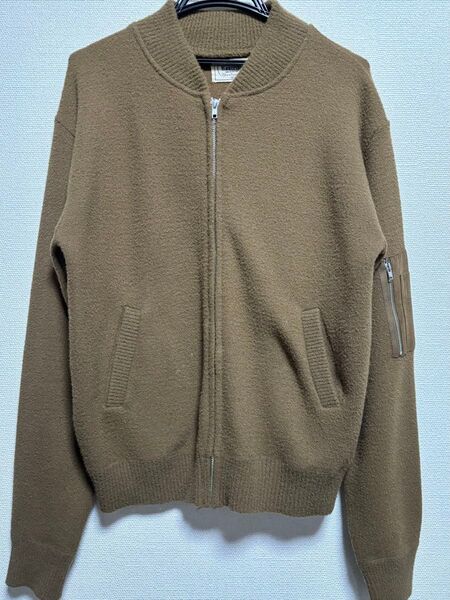 メンズ MA-1 フリース ジャケット カーディガン ブラウン Mサイズ ニット 生地