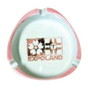 レア物発見!EXPO LAND エキスポランド 昭和レトロ 灰皿 ピンク×白