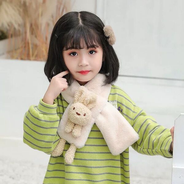 マフラー ネックウォーマーキッズ子供 防寒 ファーふわふわ うさぎ