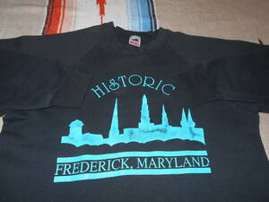 １９８０年代製 FRUIT OF THE LOOM フルーツ HISTORIC FREDERICK, MARYLAND ビンテージ ラグラン スウェット MADE IN USA VINTAGE ブラック