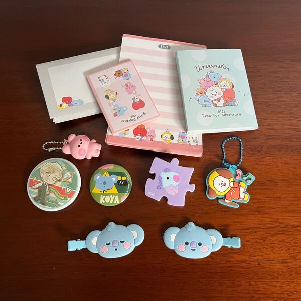 BTS BT21グッズ BT21 文房具 缶バッジ ヘアクリップ
