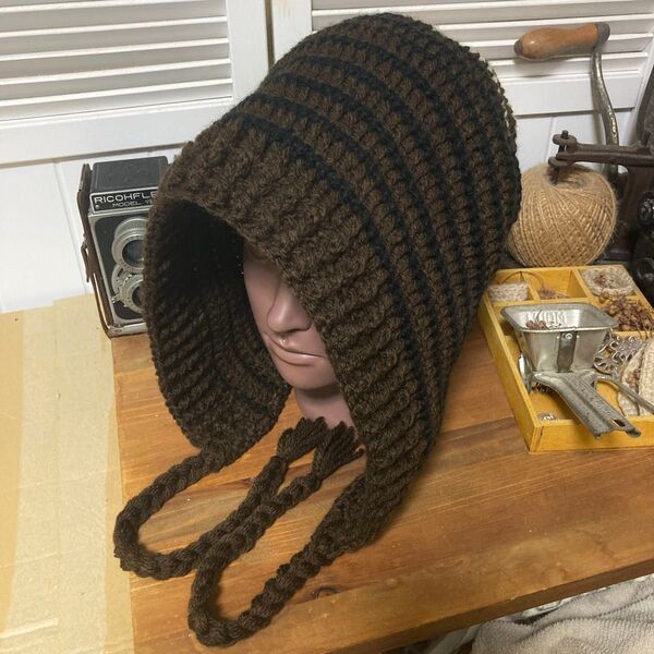 482 大きめ バラクラバ 耳当て クロシェハット クラッシャーハット ニット帽