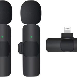 【未使用】ワイヤレスマイク ワイヤレス ワイヤレスマイク ノイズリダクションプラグマイク 動画撮影 ショートビデオ (マイク2本)