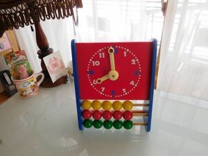  wooden colorful intellectual training clock number 21XD9.5H28CM