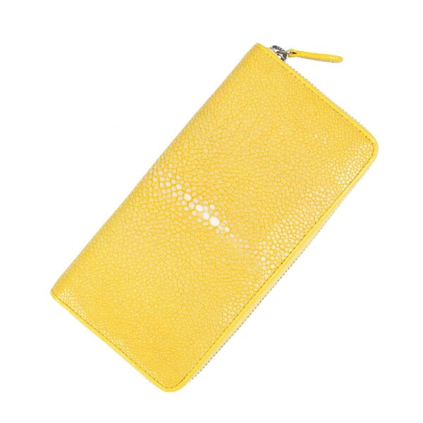 スティングレー 長財布 ポリッシュ加工 ウォレット イエロー