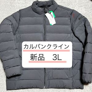 新品 3L カルバンクライン 中綿ジャケット 黒 保温 肉厚 パファージャケット 紺 撥水 無地
