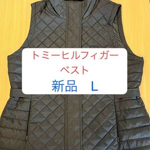 新品 L トミーヒルフィガー キルティング ベスト 黒 中綿ベスト ブラック