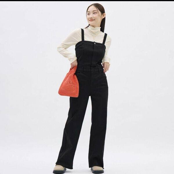 新品タグ付き GU ベアトップサロペットパンツ XL ブラック