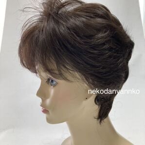 高品質 新品!未使用 自然ウイッグかつら すっきり系ショート ダークブラウンこげ茶色★洗える男女兼用サイズ調節可耐熱 送料無料