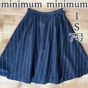 minimum minimumフレアースカート 1 S 7号 ストライプネイビー
