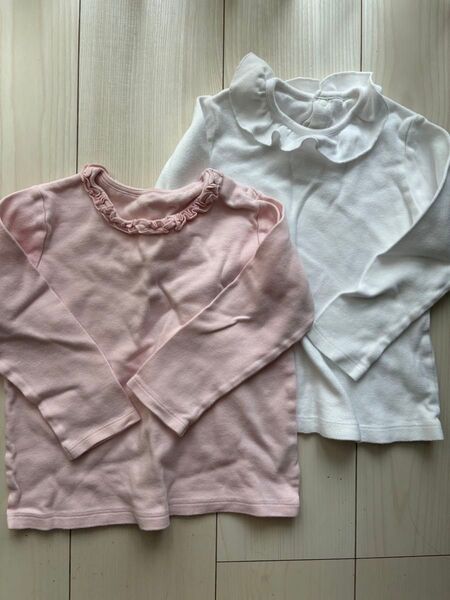 ユニクロ 長袖Tシャツ 2枚 サイズ100 ピンク 白