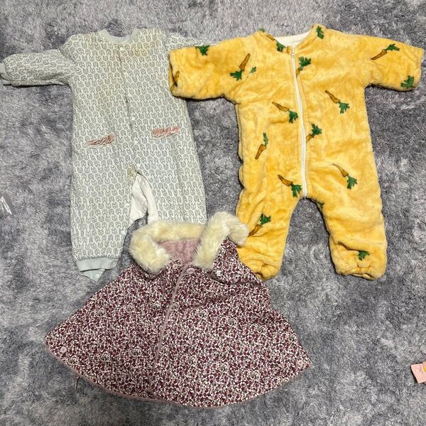 冬服 ベビー服セット 70~80cmロンパース ポンチョ ケープ カバーオール オールインワン 長袖