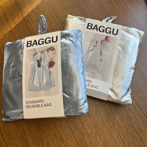 BAGGU STANDARD エコバック メタリック ライト ブルー シルバー 水色 銀 箔
