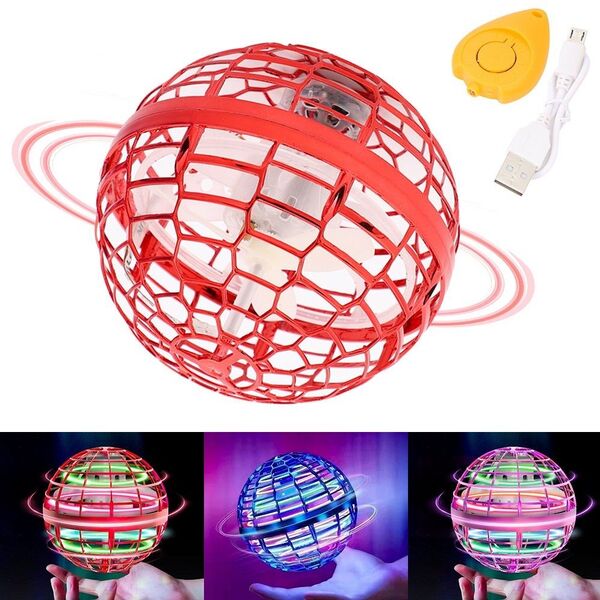 ジャイロボール ドブル 空飛ぶボール オモチヤブーメランスピナー LED-RGBライト付 手のひらドローン.紫色2個セット