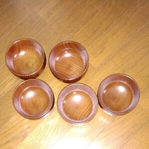未使用 天然木 漆塗り 汁椀 5個セット
