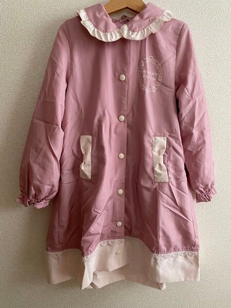 axes femmeキッズ☆フリル襟 レインコート フード付 ☆ピンク 120