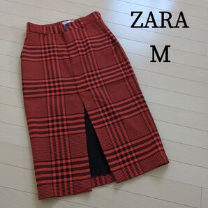 ZARA チェック 膝丈スカート